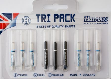 Harrows Supergrip Shafts Clear/Black Tri Pack Short (9) Regent Sporting Goods TOY SECTION