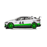 Scalextric 4064 Jaguar I-Pace Group 44 Heritage Livery, high-performance electric slot car with sleek green and white design.