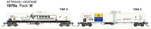 SDS HO Gas Rail Tank Car TWF Aftrans Heatane 1970 Pack A (2) SDS Models TRAINS - HO/OO SCALE