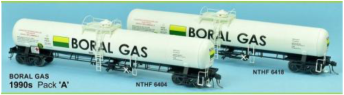 Sds HO Gas Rail Tank Car Nthf Boral Gas 1990 Pack A (2) SDS Models TRAINS - HO/OO SCALE