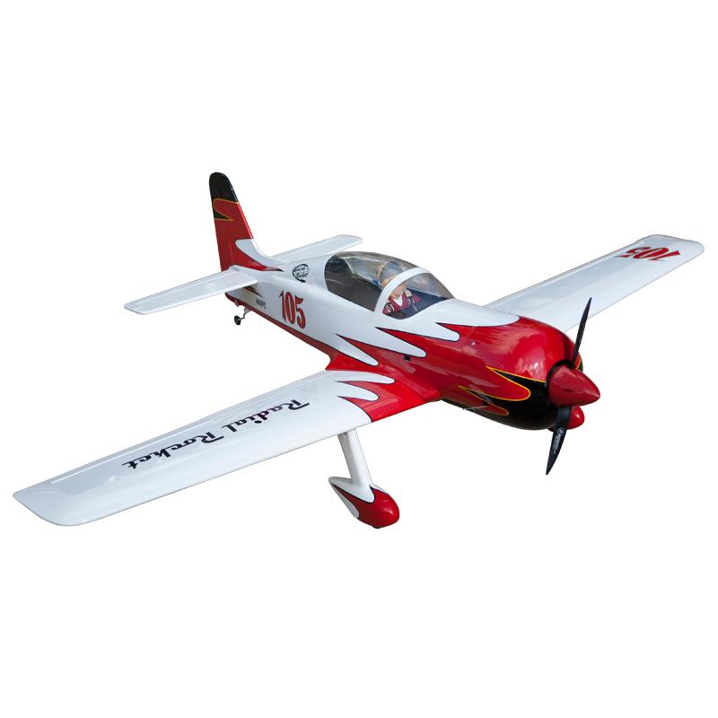 Sleek red and white remote-controlled Seagull Radial Rocket Td 10Cc airplane model, designed for RC enthusiasts.