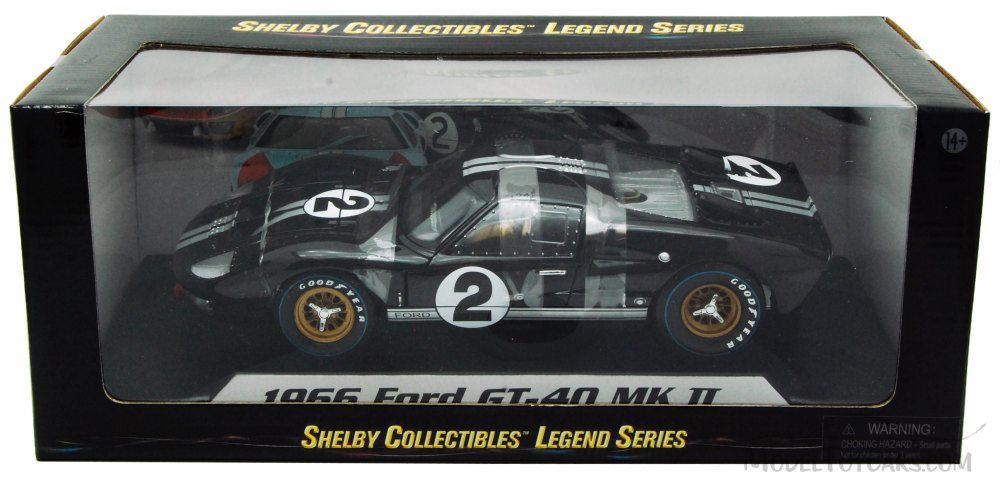 Shelby Collectibles 1/18 1966 Ford GT40 MKII No 2 Black Lemans Winner Shelby Collectibles DIE-CAST MODELS