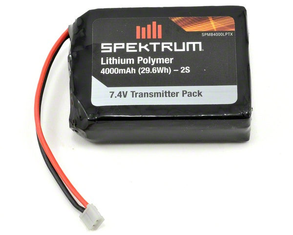 Spektrum 4000mAh 2S 7.4V Lipo Transmitter Pack - Rechargeable lithium-polymer battery for remote control devices.