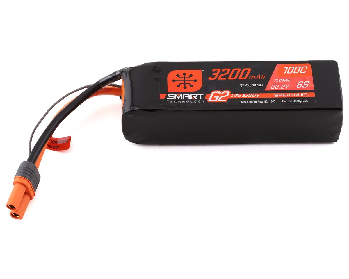 High-capacity 6S 3200mAh 22.2V 100C Smart G2 LiPo battery with orange accents and an IC5 connector for drones or remote control vehicles.