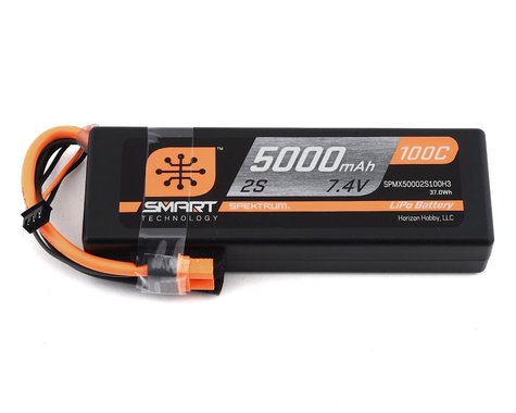 Powerful Spektrum 5000mAh 2S 7.4V 100C Smart LiPo Battery with IC3 Connector, designed for high-performance applications.
