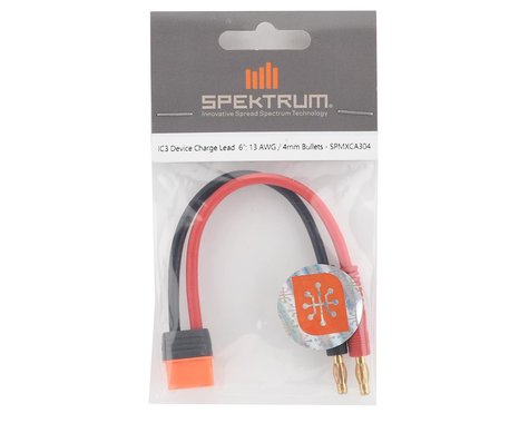 Spektrum IC3 Device Charge Lead 6inch, 13 AWG / 4mm Bullets Spektrum ELECTRIC ACCESSORIES