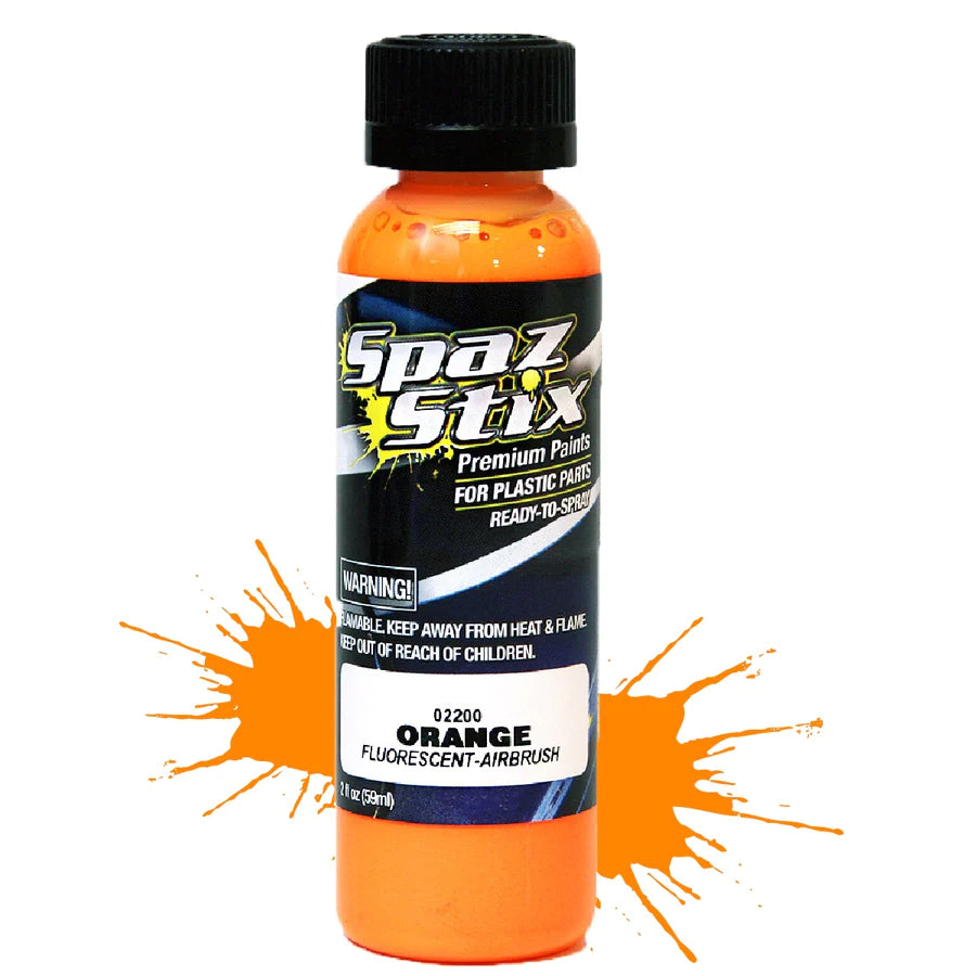 Spaz Stix 02200 Orange Fluorescent Airbrush Paint (59ml Bottle) - Hobbytech Toys