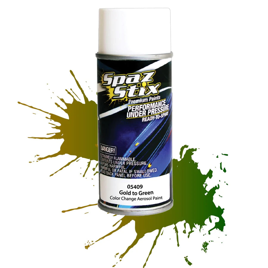 Spaz Stix 05409 Color Changing Paint Gold To Green Aerosol (103.5ml Can) - Hobbytech Toys