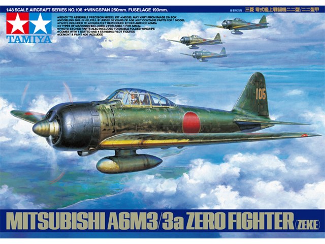 Tamiya 1/48 Mitsubishi A6M3/3A Zero Fighter Zeke Tamiya PLASTIC MODELS
