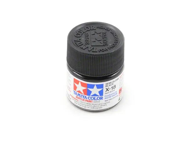 Tamiya X-18 Acrylic Semi Gloss Black Tamiya PAINT, BRUSHES & SUPPLIES