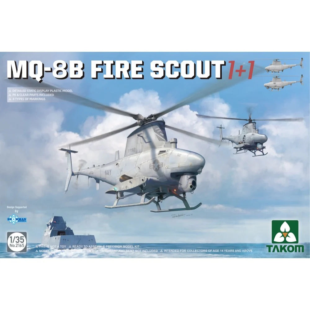 Takom 1/35 MQ-8B Fire Scout 1+1 Plastic Model Kit - Hobbytech Toys