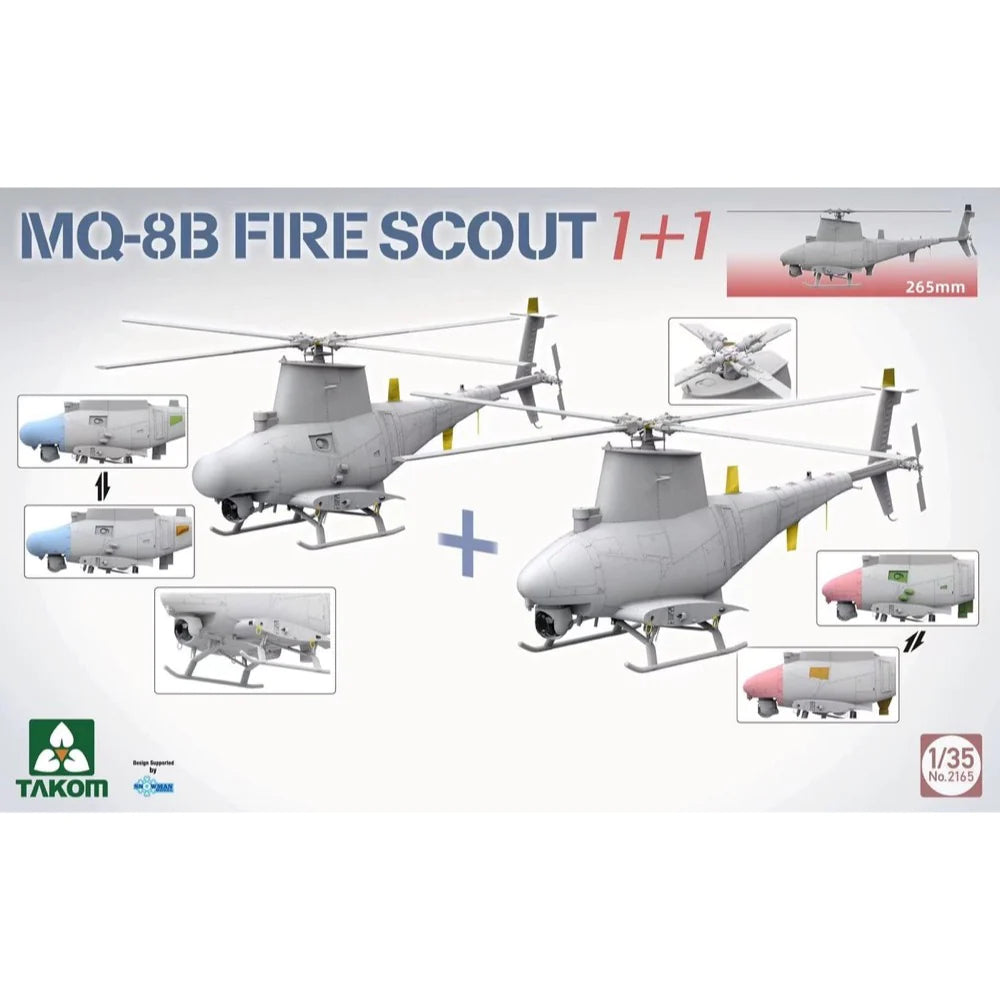 Takom 1/35 MQ-8B Fire Scout 1+1 Plastic Model Kit - Hobbytech Toys