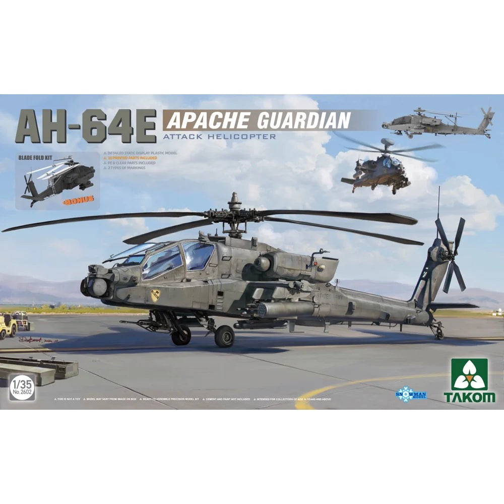 Takom 1/35 AH-64E Apache Guardian Attack Helicopter Plastic Model Kit - Hobbytech Toys