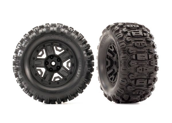 Traxxas 6792 Pre-Glued 2.8in Sledgehammer Extreme Terrain Tires On Black Rims (2pcs) Traxxas RC CARS - PARTS