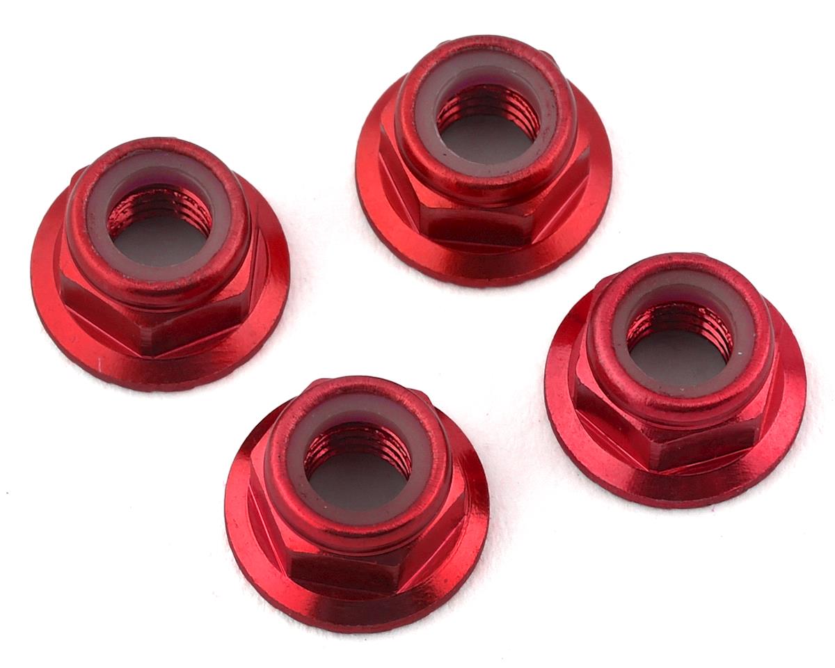 Traxxas 8447R 5mm Aluminum Flanged Nylon Locking Nuts (Red) (4) - Hobbytech Toys