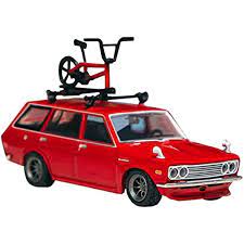 Tarmac 1/64 Red Datsun Bluebird 510 Wagon w/Bicycle Roof Rack Included - Hobbytech Toys