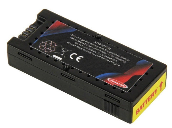Compact 300mah 1S Lipo battery for Ninja 250 drone, featuring a durable black casing with colorful branding.