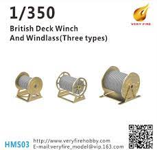 Very Fire HMS03 1/350 British deck winch and windlass, 3 types (23 sets) Plastic Model Kit - Hobbytech Toys