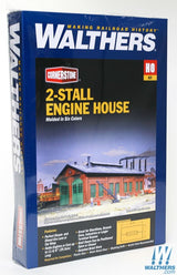 Walthers Cornerstone HO 2-Stall Enginehouse - Kit - 12-3/4 x 7 x 5-1/4in 31.8 x 17.5 x 13.1cm - Holds Locos To 11-5/8in 29cm Walthers Cornerstone TRAINS - HO/OO SCALE