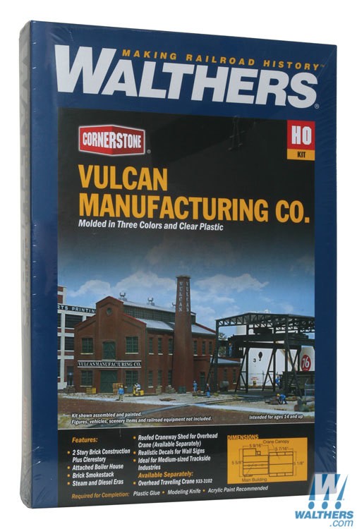 Walthers Cornerstone HO Vulcan Manufacturing Company - Kit - 9 x 9-3/8 x 8in 22.9 x 23.8 x 20.3cm Walthers Cornerstone TRAINS - HO/OO SCALE