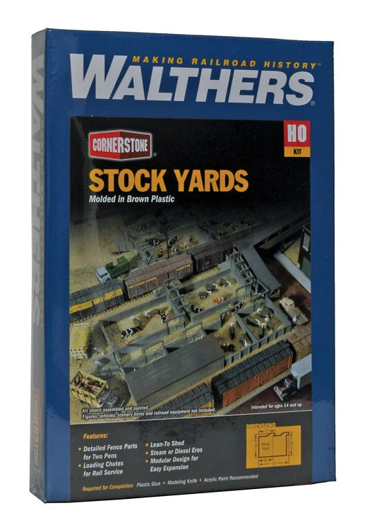 Walthers Cornerstone HO Stock Yards - 2 Pens - Kit - 9 x 7in 22.9 x 17.8cm Walthers Cornerstone TRAINS - HO/OO SCALE
