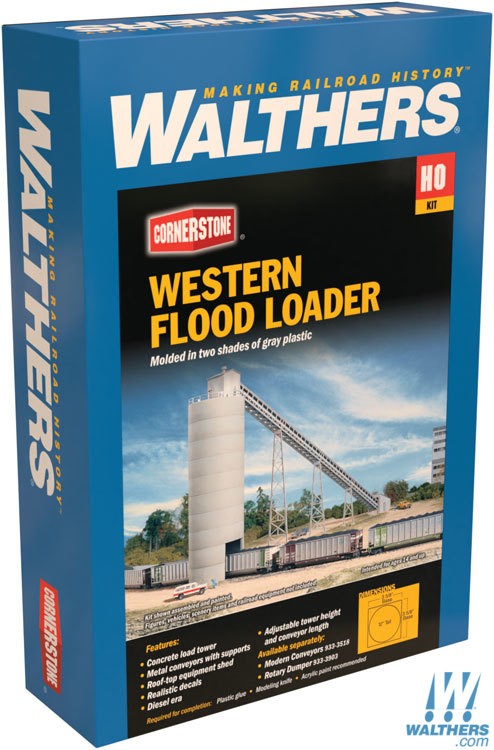 Walthers Cornerstone HO Western Coal Flood Loader - Kit - 32 x 4-1/2 x 16in 81.3 x 11.4 x 40.6cm, Conveyor Sections 7-1/16in 18cm Walthers Cornerstone TRAINS - HO/OO SCALE