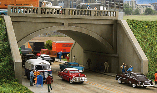 Walthers Cornerstone HO Arched Road Bridge - Street System - Kit - 7-3/4 x 10-3/8 x 3-7/8in 19.7 x 26.4 x 9.8cm; Opening 4-5/8in 11.8cm Walthers Cornerstone TRAINS - HO/OO SCALE