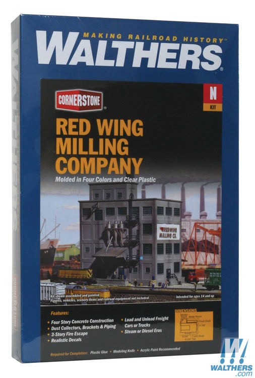 Walthers Cornerstone N Red Wing Milling Co. - Kit - 6-5/8 x 4-7/8in 16.5 x 12cm Walthers Cornerstone TRAINS - N SCALE