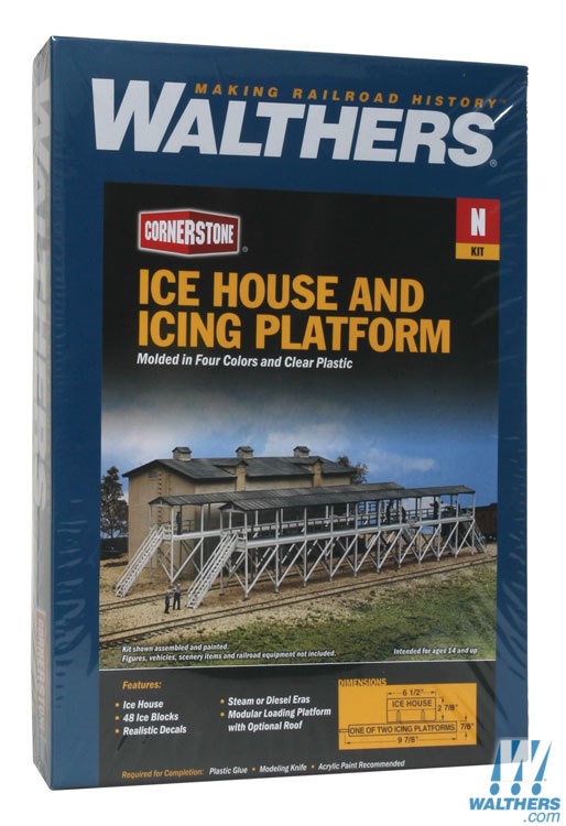 Walthers Cornerstone N Ice House & Icing Platform - Kit - Overall 9-7/8 x 3-3/4in 25 x 9.5cm Walthers Cornerstone TRAINS - N SCALE