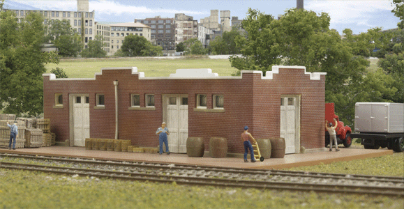 Walthers Cornerstone N Santa Fe Style Brick Freight House Kit Walthers TRAINS - N SCALE