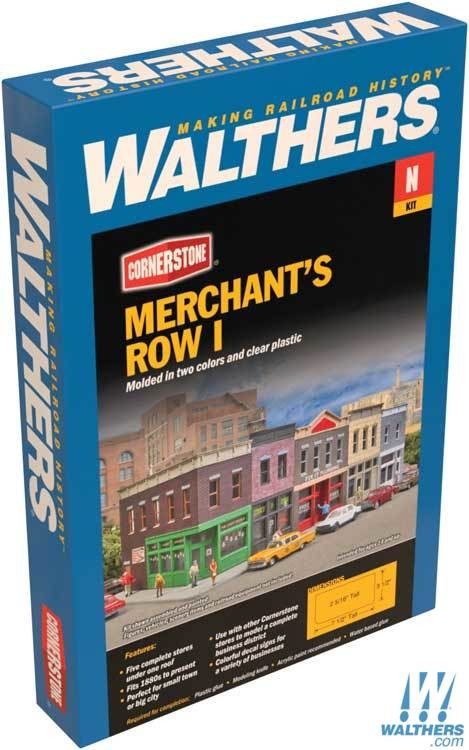 Walthers Cornerstone N Merchantfts Row I - Kit 7-1/2 x 3-1/2 x 2-5/16in 19 x 8.8 x 5.8cm Walthers Cornerstone TRAINS - N SCALE