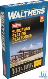 Walthers Cornerstone HO Suburban Station Platforms - Kit pkg(4) - Each 16 x 1-5/8 x 2in 40.6 x 4.1 x 5.1cm Walthers Cornerstone TRAINS - HO/OO SCALE