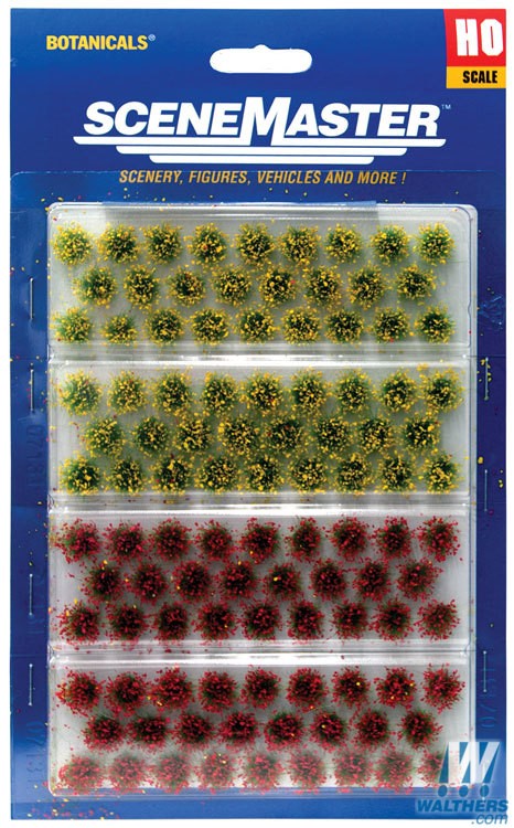 Walthers SceneMaster HO Grass Tufts - pkg(104) 1/4in 0.6cm Tall - Blooming Flowers Walthers SceneMaster TRAINS - HO/OO SCALE