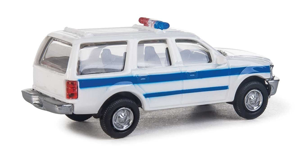 Walthers Scenemaster 12045 HO Ford(R) Expedition Special Service Vehicle (SSV) - Police, Sheriff & Highway Patrol Decals (white, Blue Stripe; Nonworking Light) - Hobbytech Toys