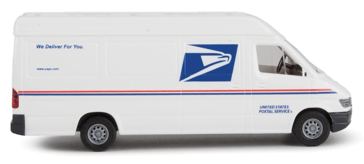 Walthers Scenemaster 12208 HO Delivery Van - Assembled - United States Postal Service (white, blue, red; We Deliver For You Slogan) - Hobbytech Toys