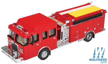 Walthers SceneMaster HO Heavy-Duty Fire Engine - Assembled - Red Walthers SceneMaster TRAINS - HO/OO SCALE