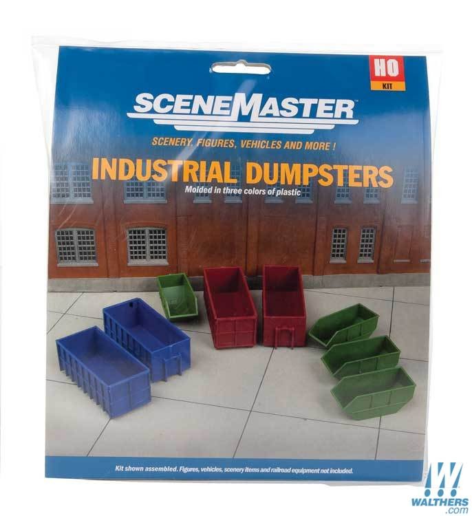 Walthers SceneMaster HO Industrial Dumpsters - Kit - 2 Large Roll-Off, 2 Medium Roll-Off, 4 Scrap Metal Slide-Off Walthers SceneMaster TRAINS - HO/OO SCALE