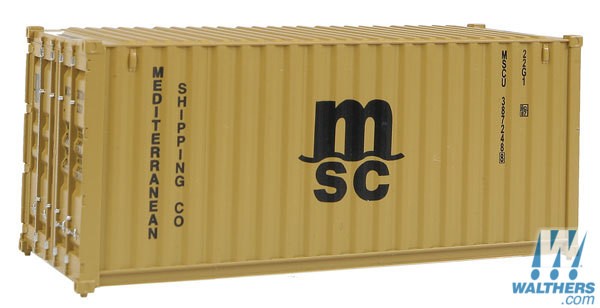 Walthers SceneMaster HO 20ft Corrugated Container - Assembled - Mediterranean Shipping Co. (MSC) (brown) Walthers SceneMaster TRAINS - HO/OO SCALE