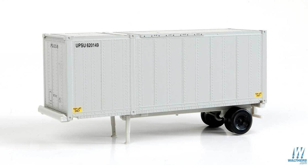 Walthers SceneMaster HO 28ft Container with Chassis 2-Pack - Assembled - United Parcel Service UPSZ (gray) Walthers SceneMaster TRAINS - HO/OO SCALE