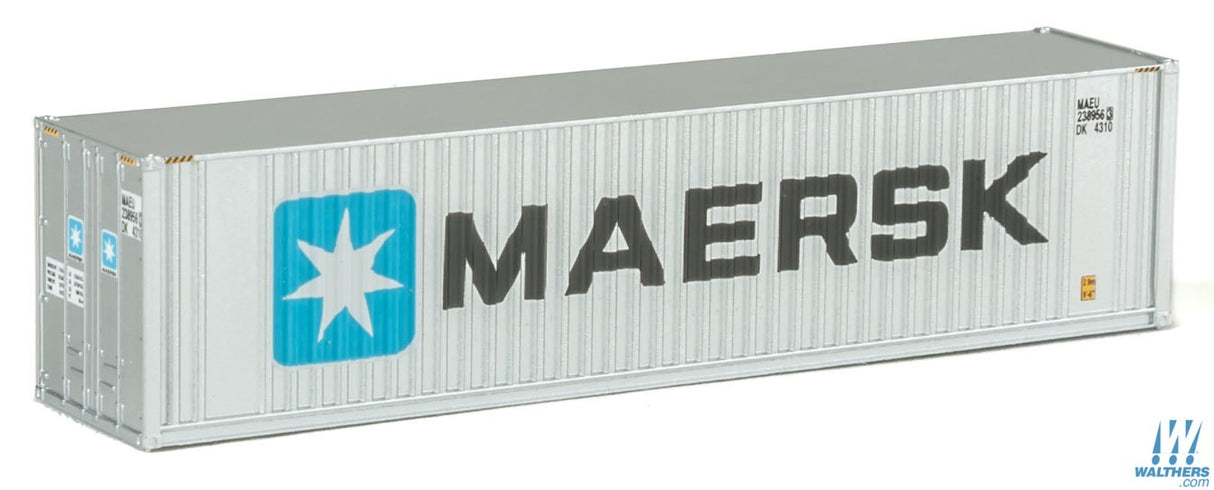 Walthers SceneMaster N 40ft Hi Cube Ribbed Side Container - Assembled - Maersk Walthers SceneMaster TRAINS - N SCALE