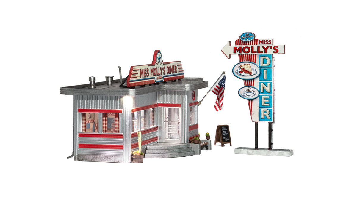 Woodland Scenics 4956 N Built-&-Ready(R) - Assembled - Miss Mollys Diner - Hobbytech Toys