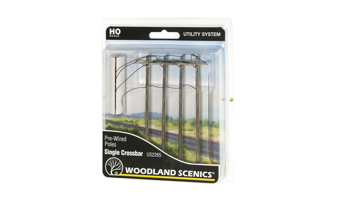 Woodland Scenics HO Pre-Wired Poles - Single Crossbar - Hobbytech Toys