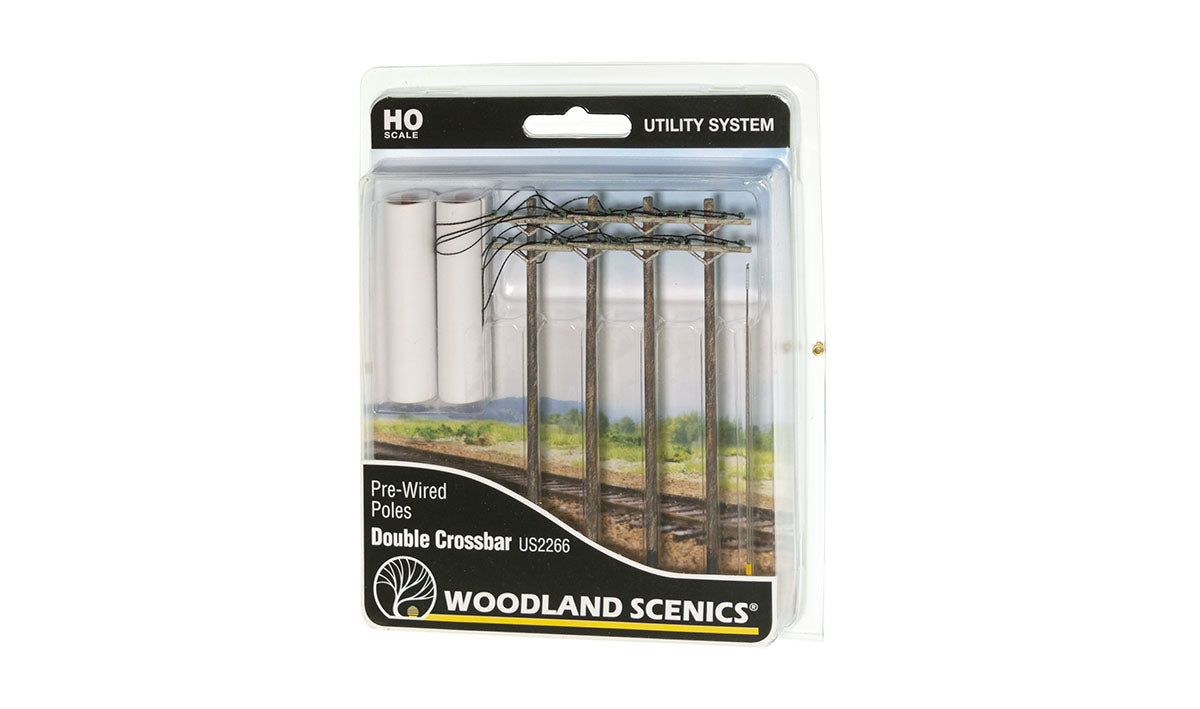Woodland Scenics HO Pre-Wired Poles - Double Crossbar - Hobbytech Toys