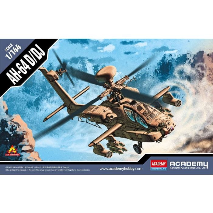 Academy 1/144 AH-64D/DJ "Longbow" Plastic Model Kit [12625] - Hobbytech Toys