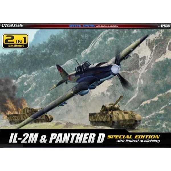 Academy 12538 1/72 IL-2M & Panther D Plastic Model Kit - Hobbytech Toys