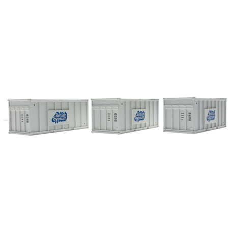 Accurascale OO Pack of 3 Gypsum 20ft Containers - White - Hobbytech Toys
