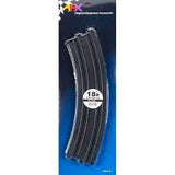 Two curved 18-inch slot car tracks by AFX, a leading brand in the slot car racing industry.