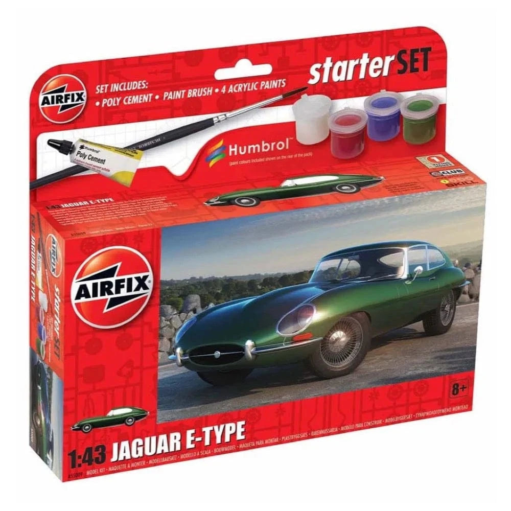 Airfix A55009 1/43 Jaguar E-Type Plastic Model Starter Set - Hobbytech Toys