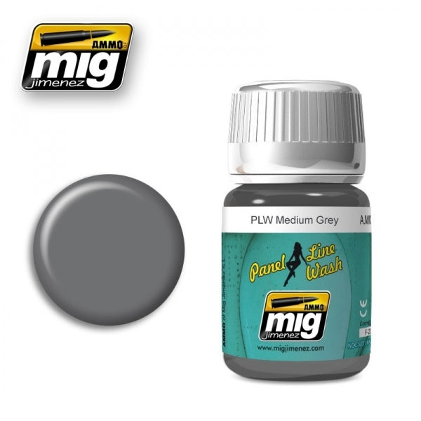 Mig Ammo Panel Line Wash Medium Grey MIG PAINT, BRUSHES & SUPPLIES