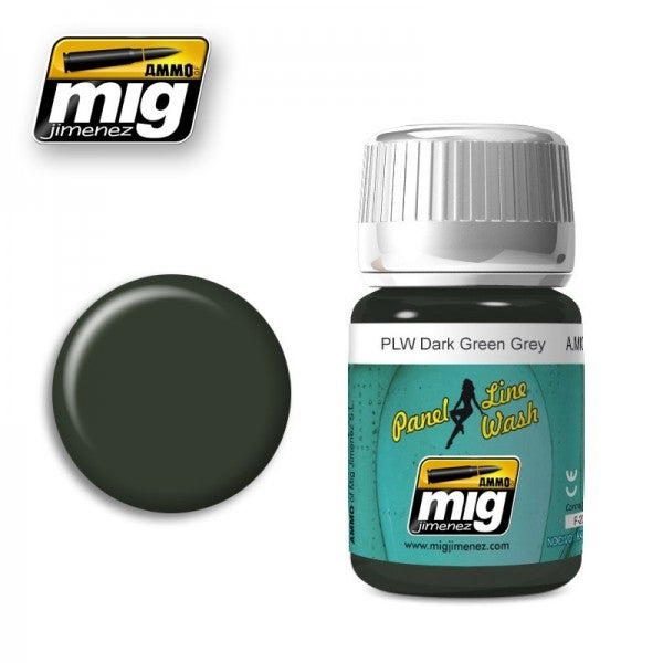 Mig Ammo Panel Line Wash Dark Green Grey MIG PAINT, BRUSHES & SUPPLIES